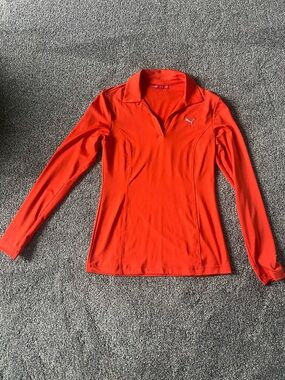 Puma Women's Long-Sleeve V-Neck Polo - Orange